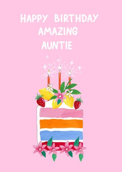 cute, sentimental birthday card aimed at aunt, auntie, family