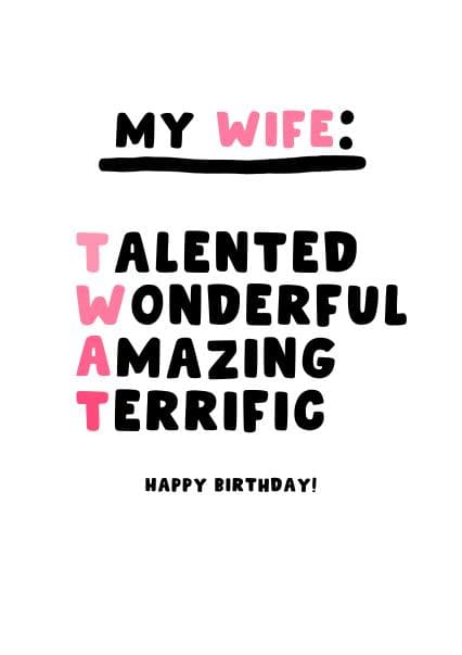 funny birthday card aimed at wife