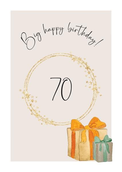 sentimental birthday card aimed at 70 year olds, adult, grandpa, grandparents, old people