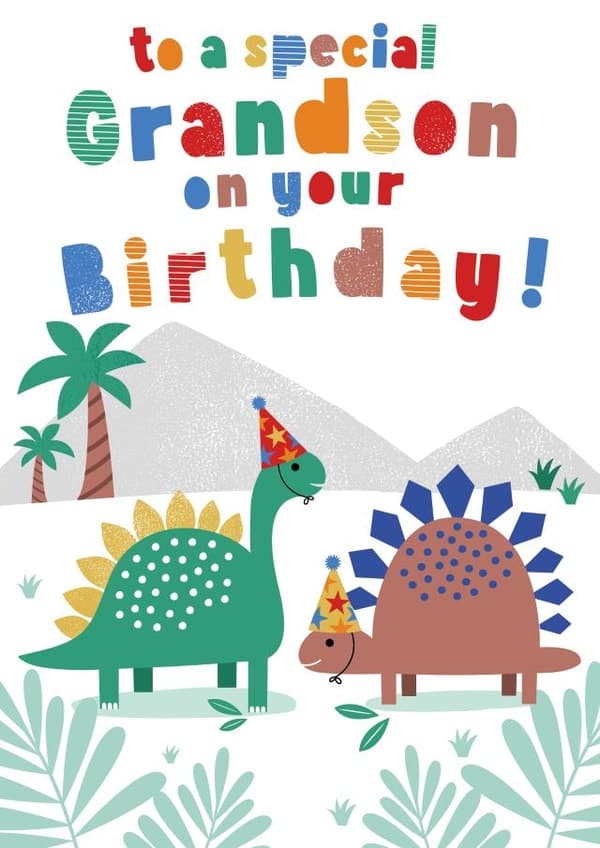cute, kid friendly birthday card aimed at grandson, children