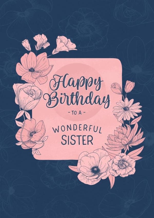sentimental birthday card aimed at sister, women