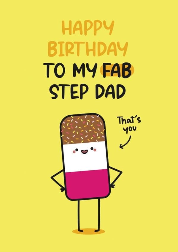 cute birthday card aimed at dad, step dad